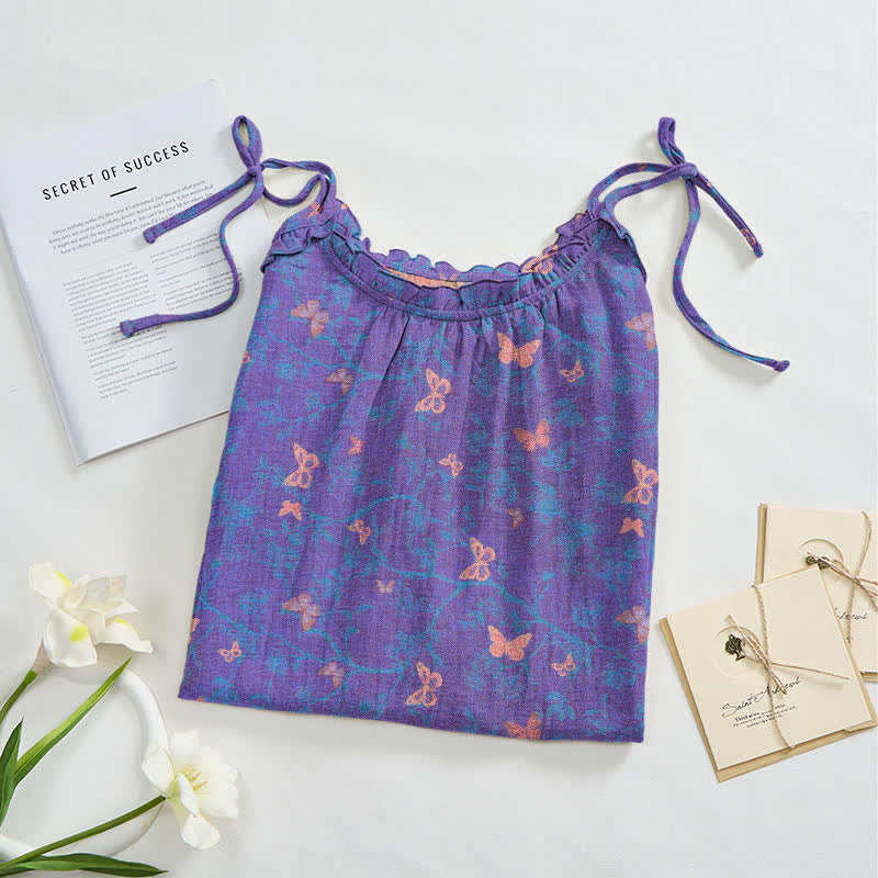Robe longue de détente à bretelles et imprimé papillon Ownkoti - image 2