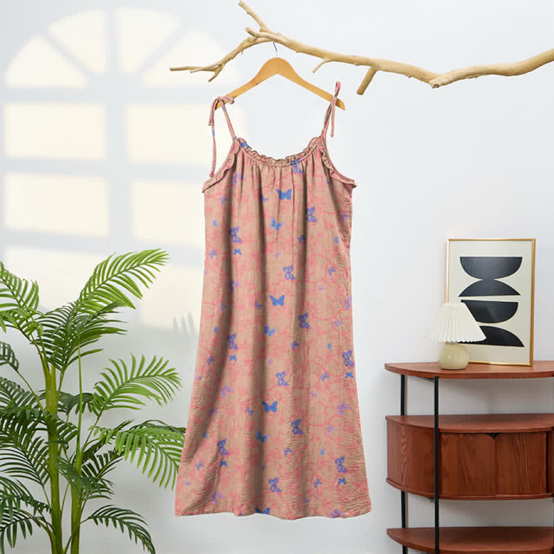 Robe longue de détente à bretelles et imprimé papillon Ownkoti - image 5