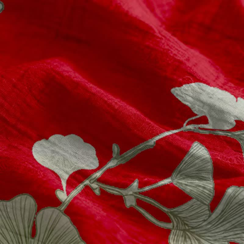 Robe longue de détente à bretelles et motif feuille de ginkgo Ownkoti - image 4