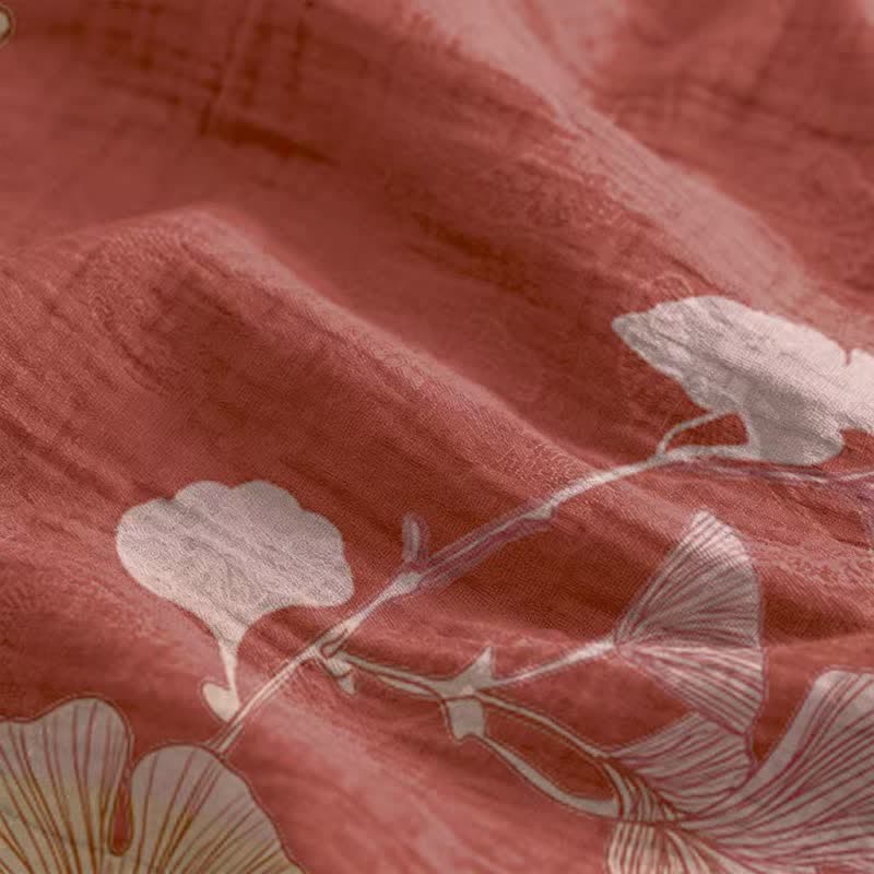 Robe longue de détente à bretelles et motif feuille de ginkgo Ownkoti - image 14