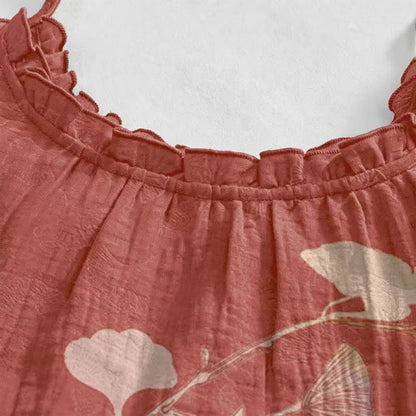 Robe longue de détente à bretelles et motif feuille de ginkgo Ownkoti - image 13