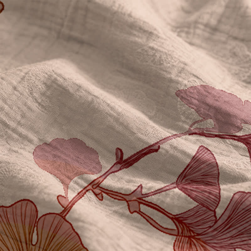 Robe longue de détente à bretelles et motif feuille de ginkgo Ownkoti - image 19