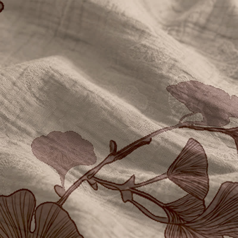 Robe longue de détente à bretelles et motif feuille de ginkgo Ownkoti - image 24