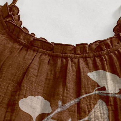 Robe longue de détente à bretelles et motif feuille de ginkgo Ownkoti - image 28