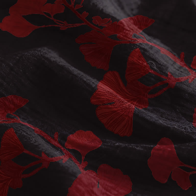 Robe longue de détente à bretelles et motif feuille de ginkgo Ownkoti - image 34