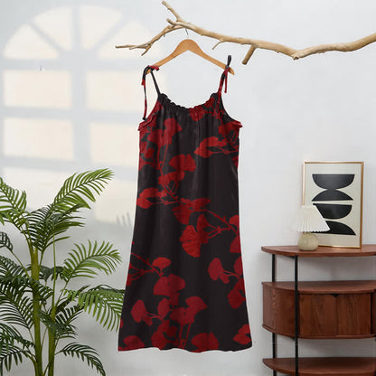 Robe longue de détente à bretelles et motif feuille de ginkgo Ownkoti - image 31