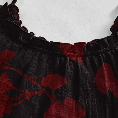 Robe longue de détente à bretelles et motif feuille de ginkgo Ownkoti - image 33
