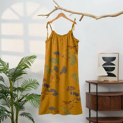 Robe longue de détente à bretelles et motif feuille de ginkgo Ownkoti - image 46