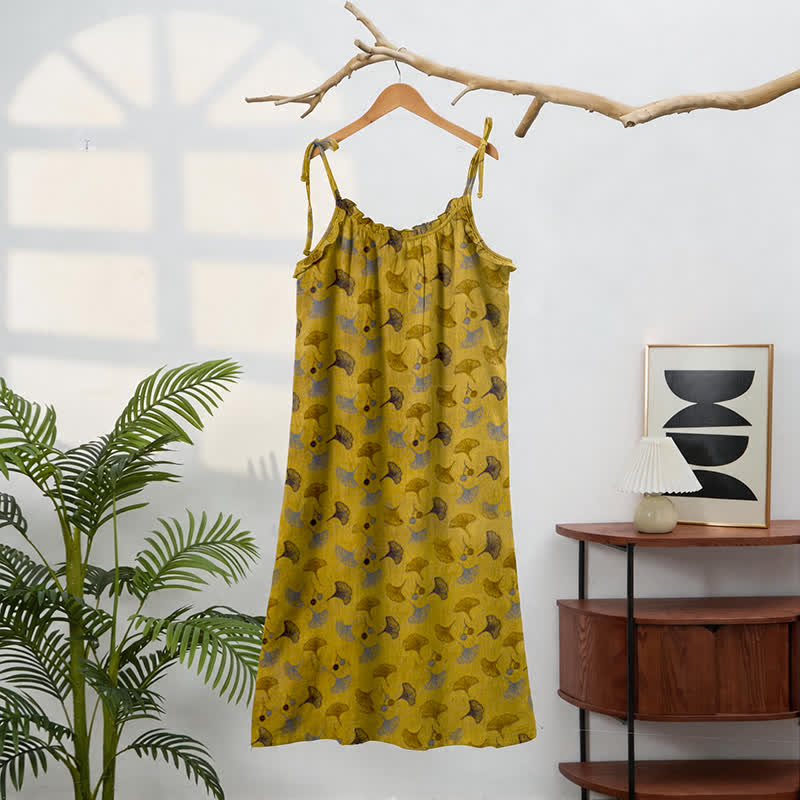 Robe d'intérieur à bretelles nouées et imprimé floral Ginkgo d'Ownkoti - image 1