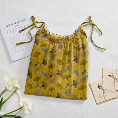 Robe d'intérieur à bretelles nouées et imprimé floral Ginkgo d'Ownkoti - image 2