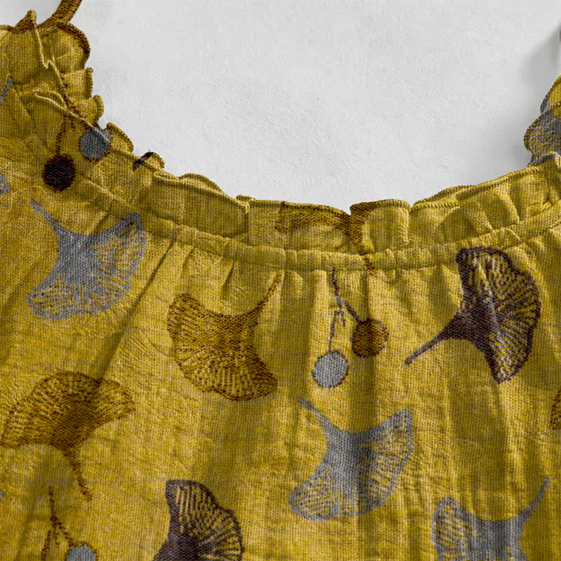 Robe d'intérieur à bretelles nouées et imprimé floral Ginkgo d'Ownkoti - image 3