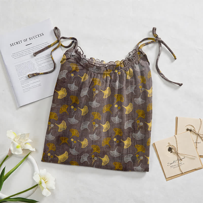 Robe d'intérieur à bretelles nouées et imprimé floral Ginkgo d'Ownkoti - image 7