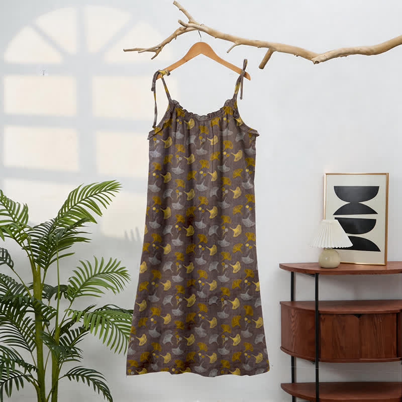 Robe d'intérieur à bretelles nouées et imprimé floral Ginkgo d'Ownkoti - image 6