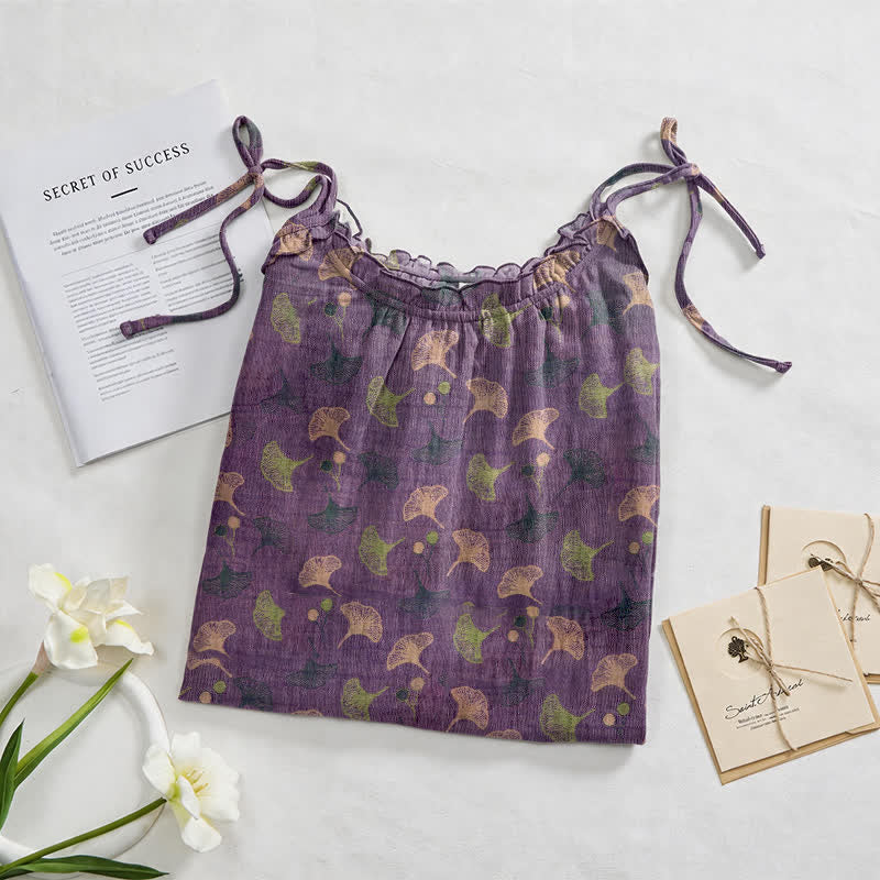 Robe d'intérieur à bretelles nouées et imprimé floral Ginkgo d'Ownkoti - image 17