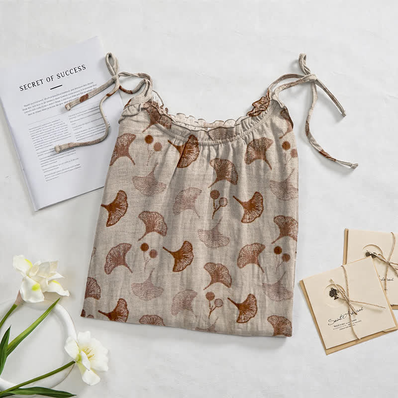 Robe d'intérieur à bretelles nouées et imprimé floral Ginkgo d'Ownkoti - image 22