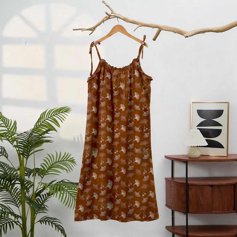 Robe d'intérieur à bretelles nouées et imprimé floral Ginkgo d'Ownkoti - image 26