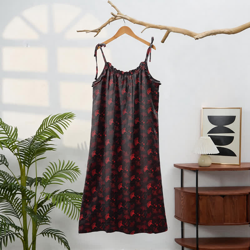 Robe d'intérieur à bretelles nouées et imprimé floral Ginkgo d'Ownkoti - image 31