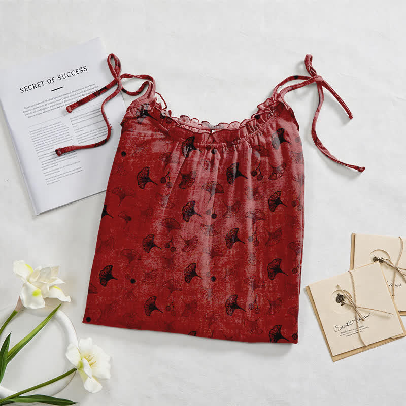 Robe d'intérieur à bretelles nouées et imprimé floral Ginkgo d'Ownkoti - image 37