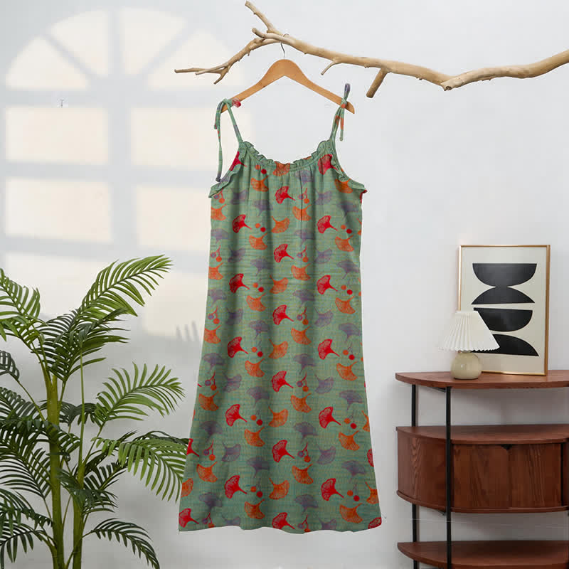 Robe d'intérieur à bretelles nouées et imprimé floral Ginkgo d'Ownkoti - image 41