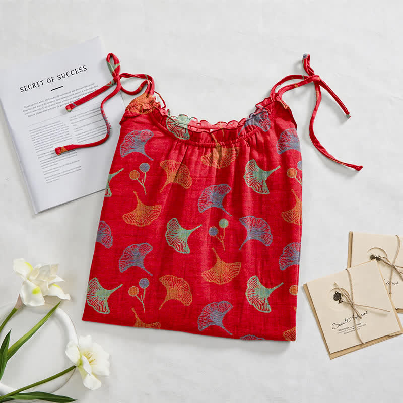 Robe d'intérieur à bretelles nouées et imprimé floral Ginkgo d'Ownkoti - image 47