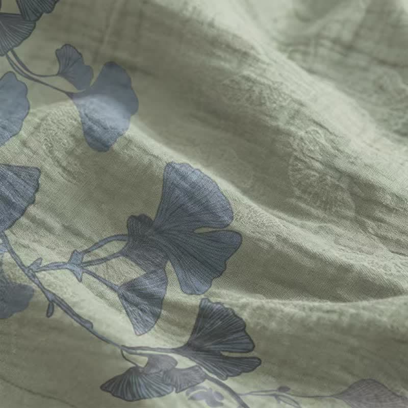 Robe midi d'intérieur en coton à bretelles et motif feuille de ginkgo Ownkoti - image 9
