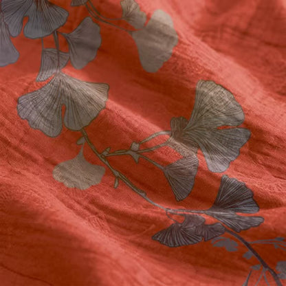 Robe midi d'intérieur en coton à bretelles et motif feuille de ginkgo Ownkoti - image 14