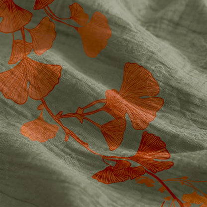 Robe midi d'intérieur en coton à bretelles et motif feuille de ginkgo Ownkoti - image 19