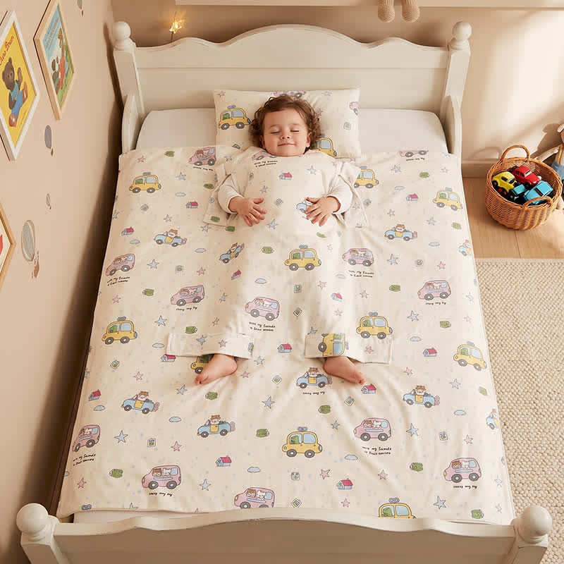 Couverture bébé anti-coups de pied en gaze de coton Ownkoti, motif petites voitures - image 2
