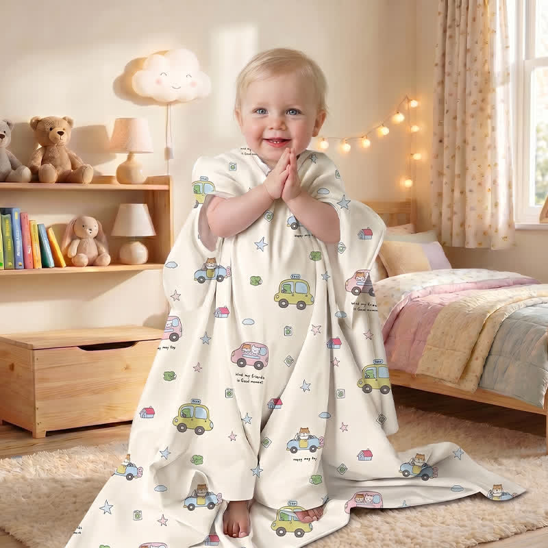 Couverture bébé anti-coups de pied en gaze de coton Ownkoti, motif petites voitures - image 1