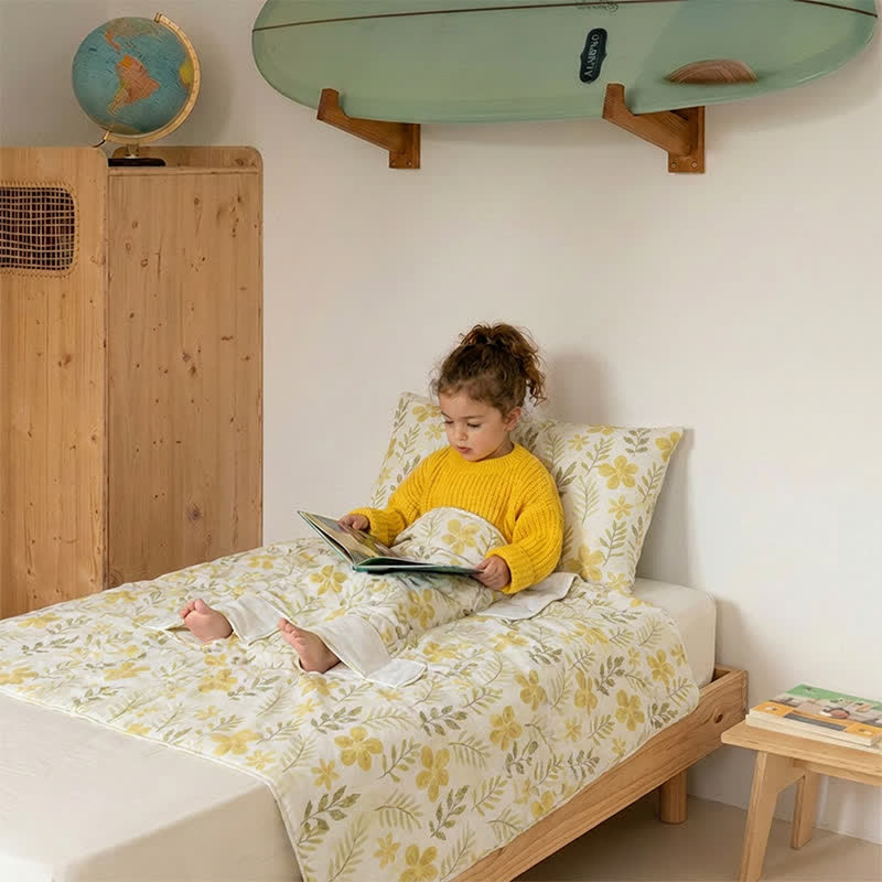 Couverture bébé matelassée en coton jaune à fleurs Ownkoti - image 3