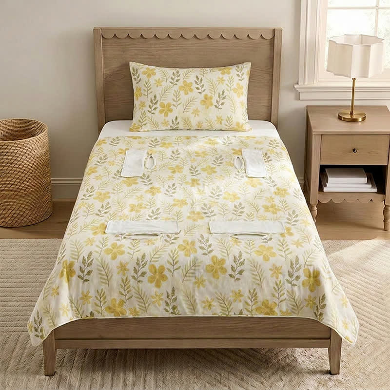 Couverture bébé matelassée en coton jaune à fleurs Ownkoti - image 2