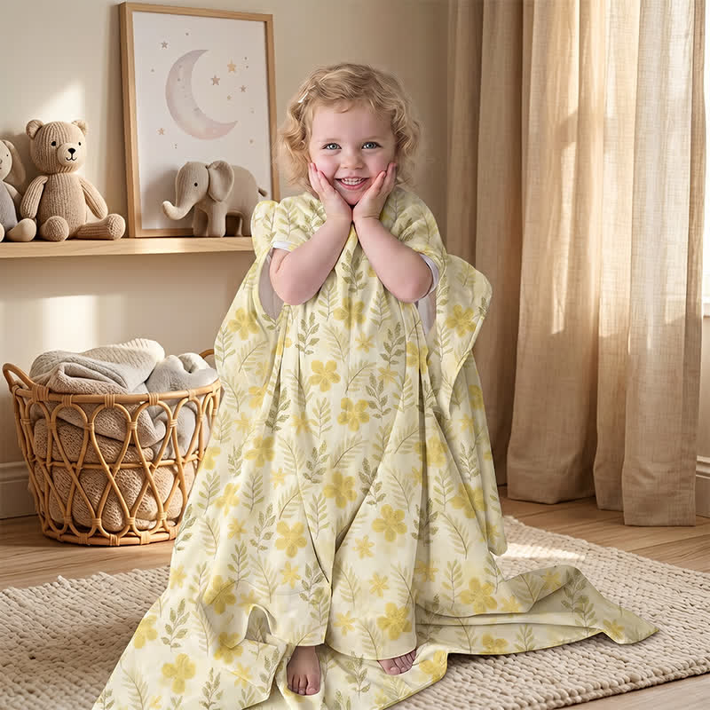 Couverture bébé matelassée en coton jaune à fleurs Ownkoti - image 1