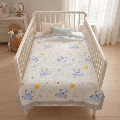 Couverture bébé matelassée en lyocell à motif crabe bleu Ownkoti - image 2