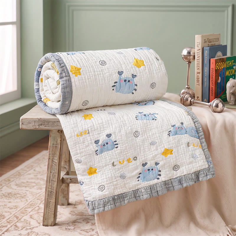 Couverture bébé matelassée en lyocell à motif crabe bleu Ownkoti - image 3