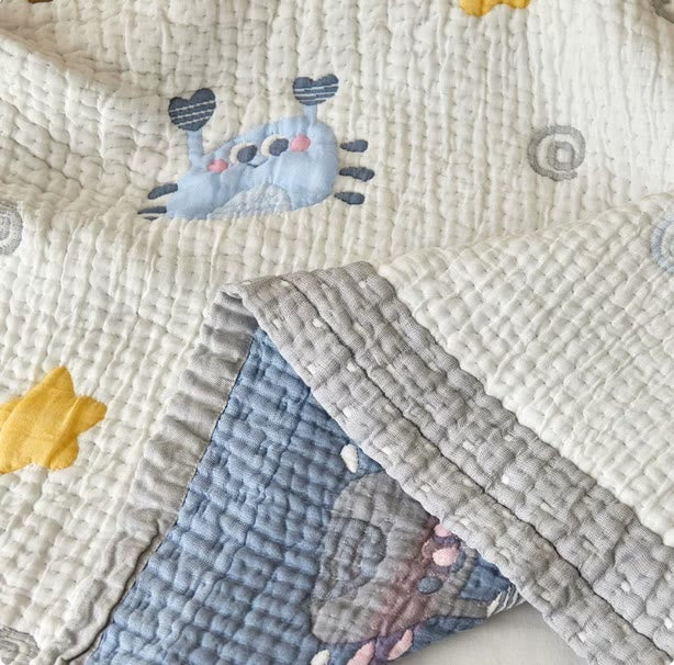 Couverture bébé matelassée en lyocell à motif crabe bleu Ownkoti - image 5
