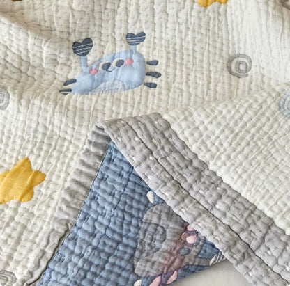 Couverture bébé matelassée en lyocell à motif crabe bleu Ownkoti - image 5