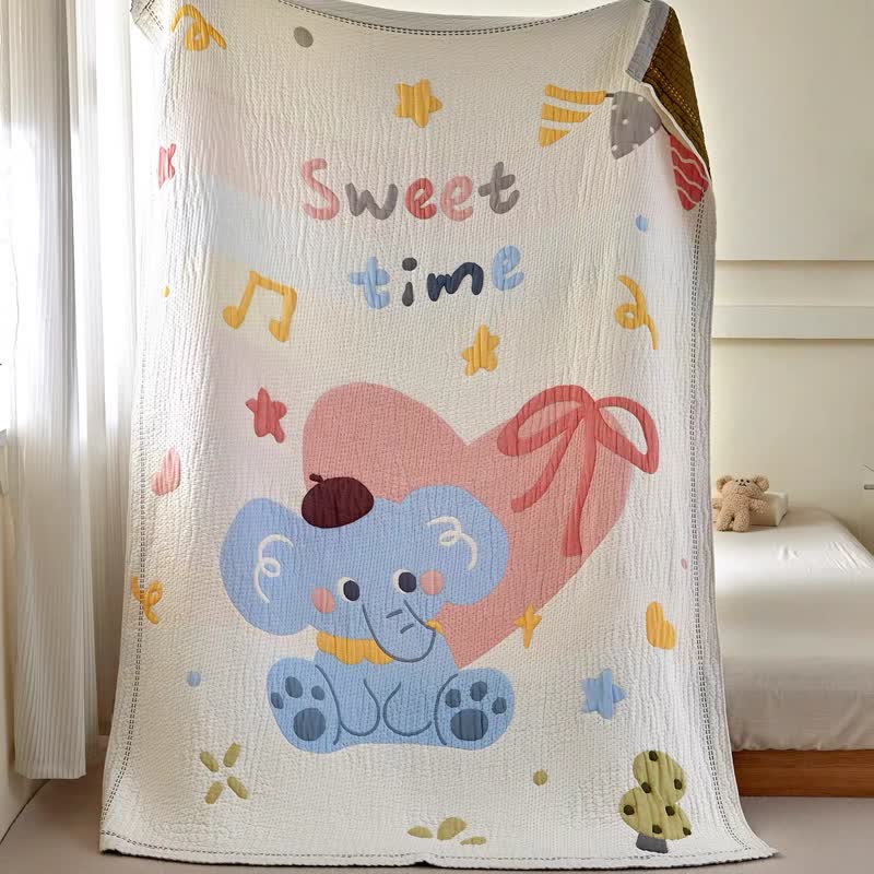 Couverture bébé matelassée en lyocell à motif éléphant pastel Ownkoti - image 6