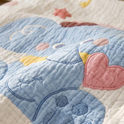 Couverture bébé matelassée en lyocell à motif éléphant pastel Ownkoti - image 4