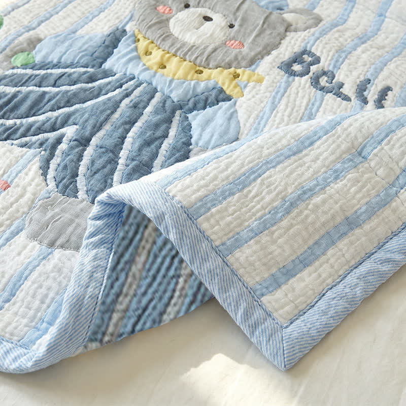Couverture bébé matelassée en lyocell à motif ours rayé Ownkoti - image 4