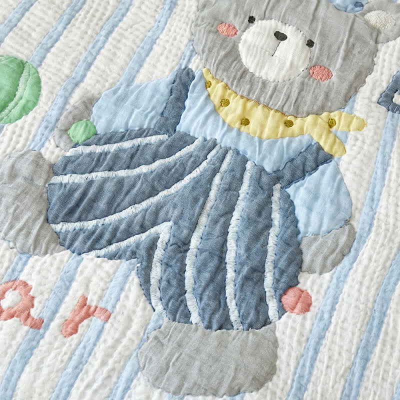 Couverture bébé matelassée en lyocell à motif ours rayé Ownkoti - image 5