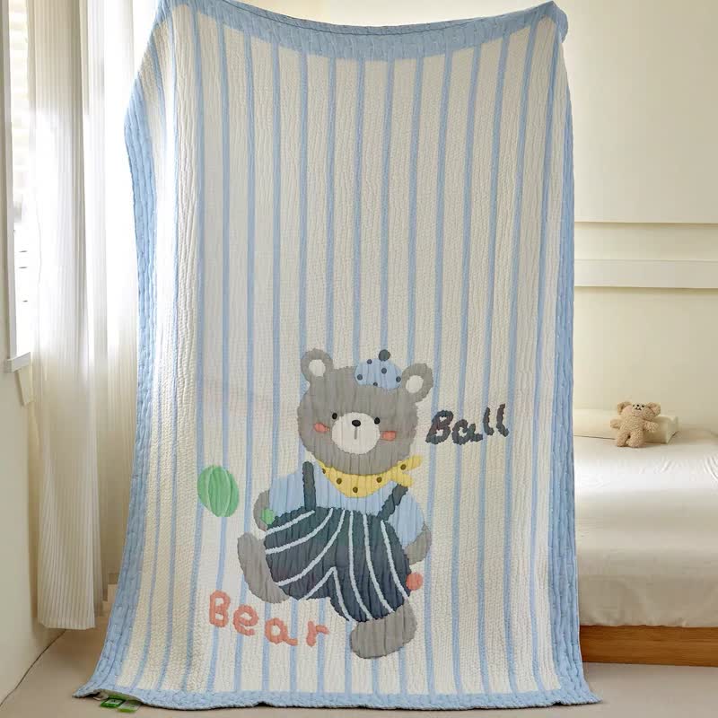 Couverture bébé matelassée en lyocell à motif ours rayé Ownkoti - image 6