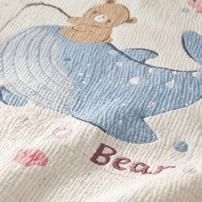 Couverture bébé matelassée en lyocell Ownkoti motif baleine et ours - image 5