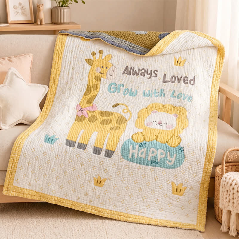 Couverture bébé matelassée en lyocell Ownkoti Girafe et Lion - image 1
