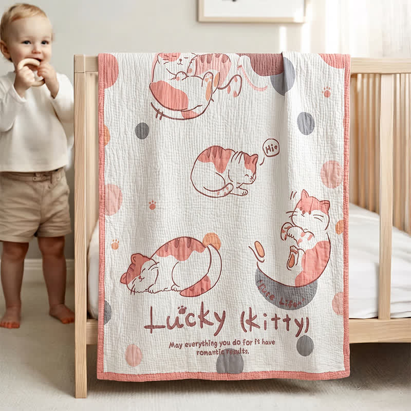 Couverture bébé matelassée en lyocell Ownkoti Lucky Kitty - image 3