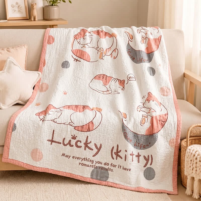 Couverture bébé matelassée en lyocell Ownkoti Lucky Kitty - image 1