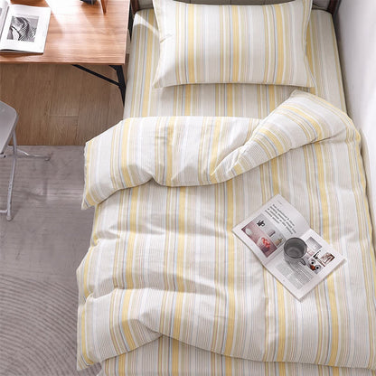 Ensemble de literie Ownkoti à rayures pastel pour lit simple XL. - Twin XL - Jaune - Ensemble de couette 3 pièces - image 0