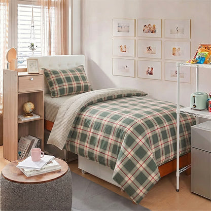 Ensemble de literie pour dortoir Ownkoti Heritage Plaid Twin XL - Twin XL - Vert - Ensemble de couette 3 pièces - image 0