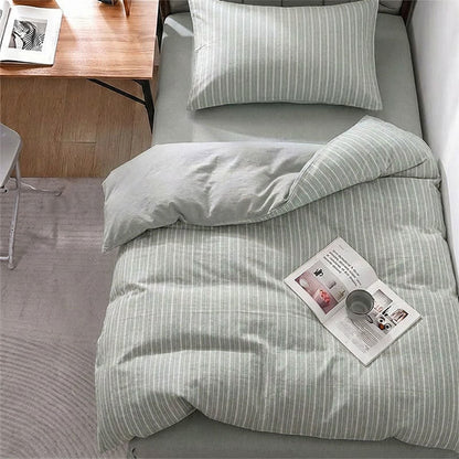 Ensemble de literie Ownkoti Nordic Stripe en coton pour lit simple XL - Twin XL - Vert - Ensemble de couette 3 pièces - image 12