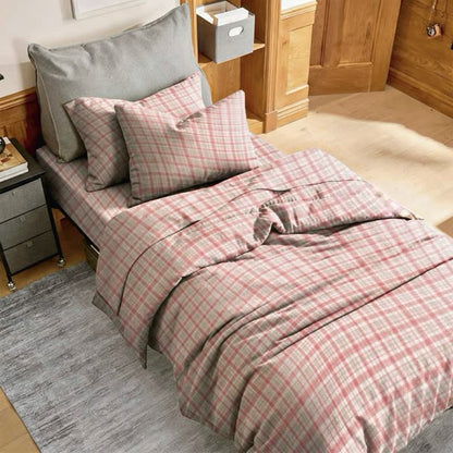 Ensemble de literie Ownkoti rose pâle à carreaux pour lit simple XL - Rose - Twin XL - Ensemble de couette 3 pièces - image 0