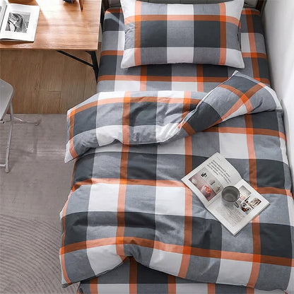 Ensemble de literie Ownkoti moderne à carreaux gris pour lit simple XL - image 1